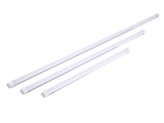 LED tubes in a row, seen end on.